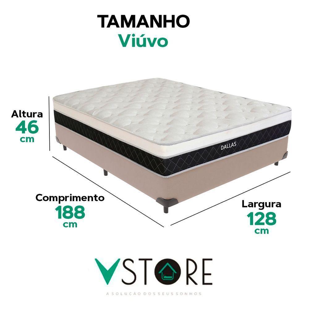 Cama Box Viúvo Bege E Colchão Dallas Molas Vstore 128x188x20 - 3