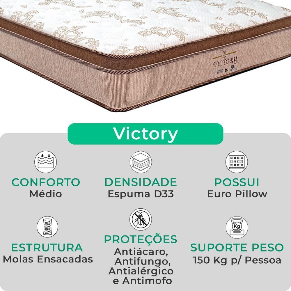 Cama Box Viúvo E Colchão Victory Molas V-store 128x188x30 Preto - 2