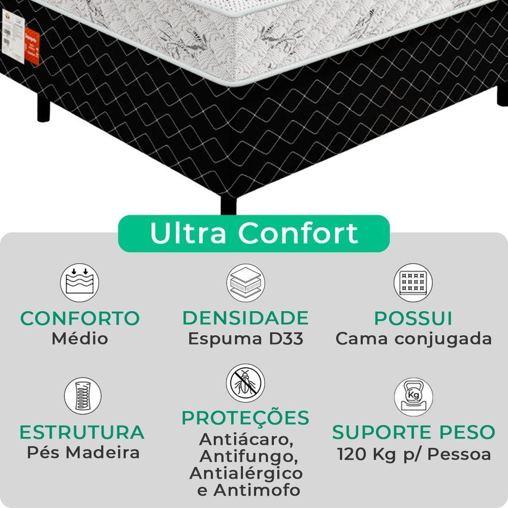Cama Conjugada Ultra Confort Molas Ensacadas Preto Tamanho 128x188x50 - 2