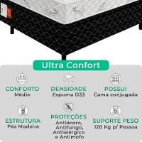 Cama Conjugada Ultra Confort Molas Ensacadas Preto Tamanho 128x188x50 - 2