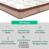 Cama Box Viúvo Bege Colchão Victory Molas Vstore 128x188x30 - 2