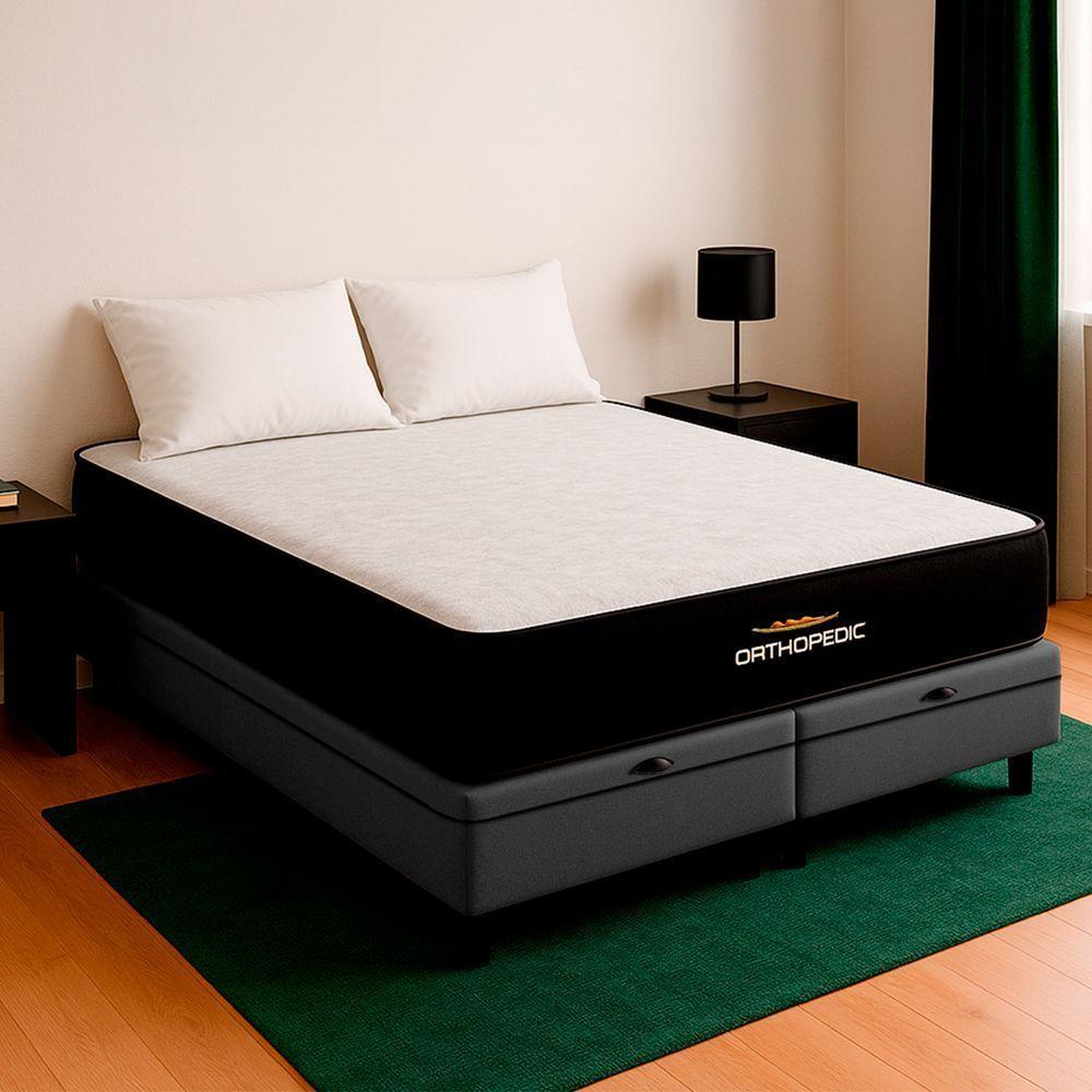 Cama Box Queen E Colchão Orthopedic D33 V-store Cinza - 1