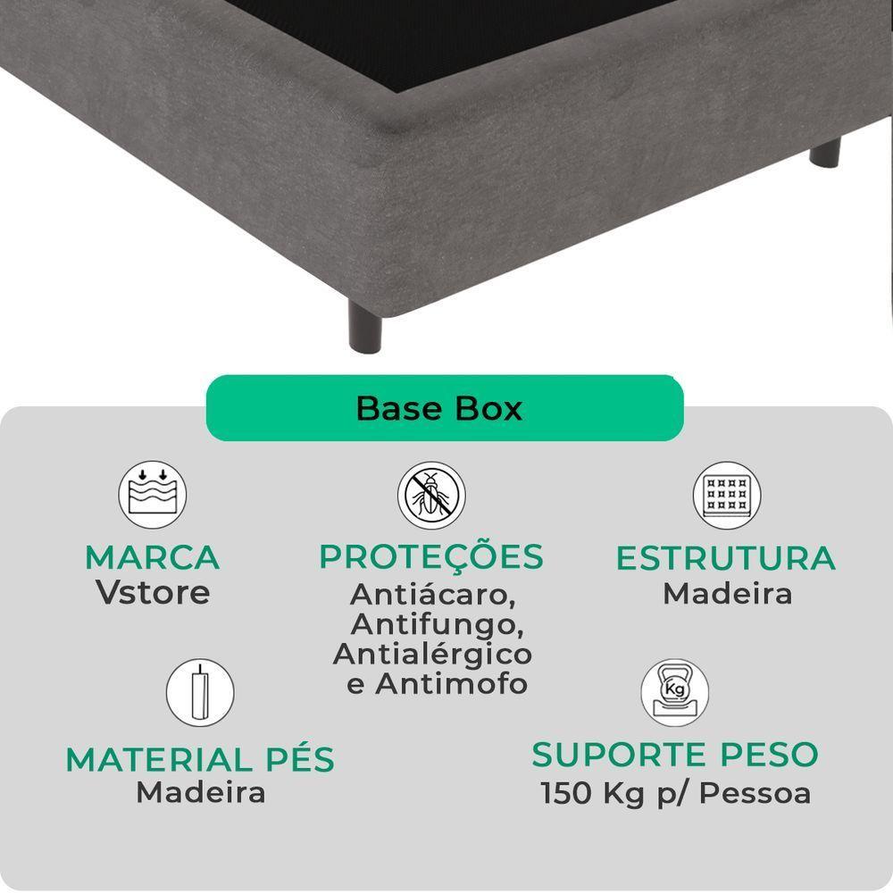 Cama Box Solteiro Cinza V-store 78x188x44 - 2