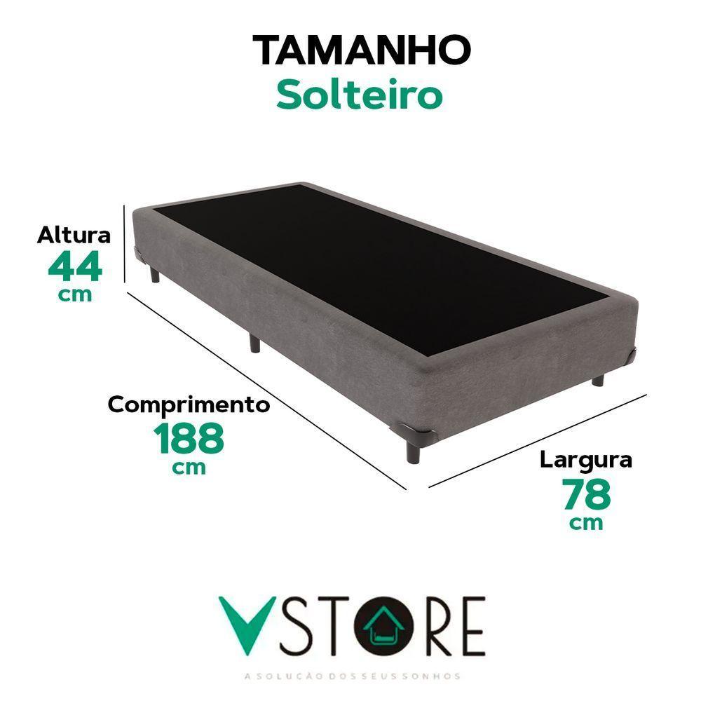 Cama Box Solteiro Cinza V-store 78x188x44 - 3