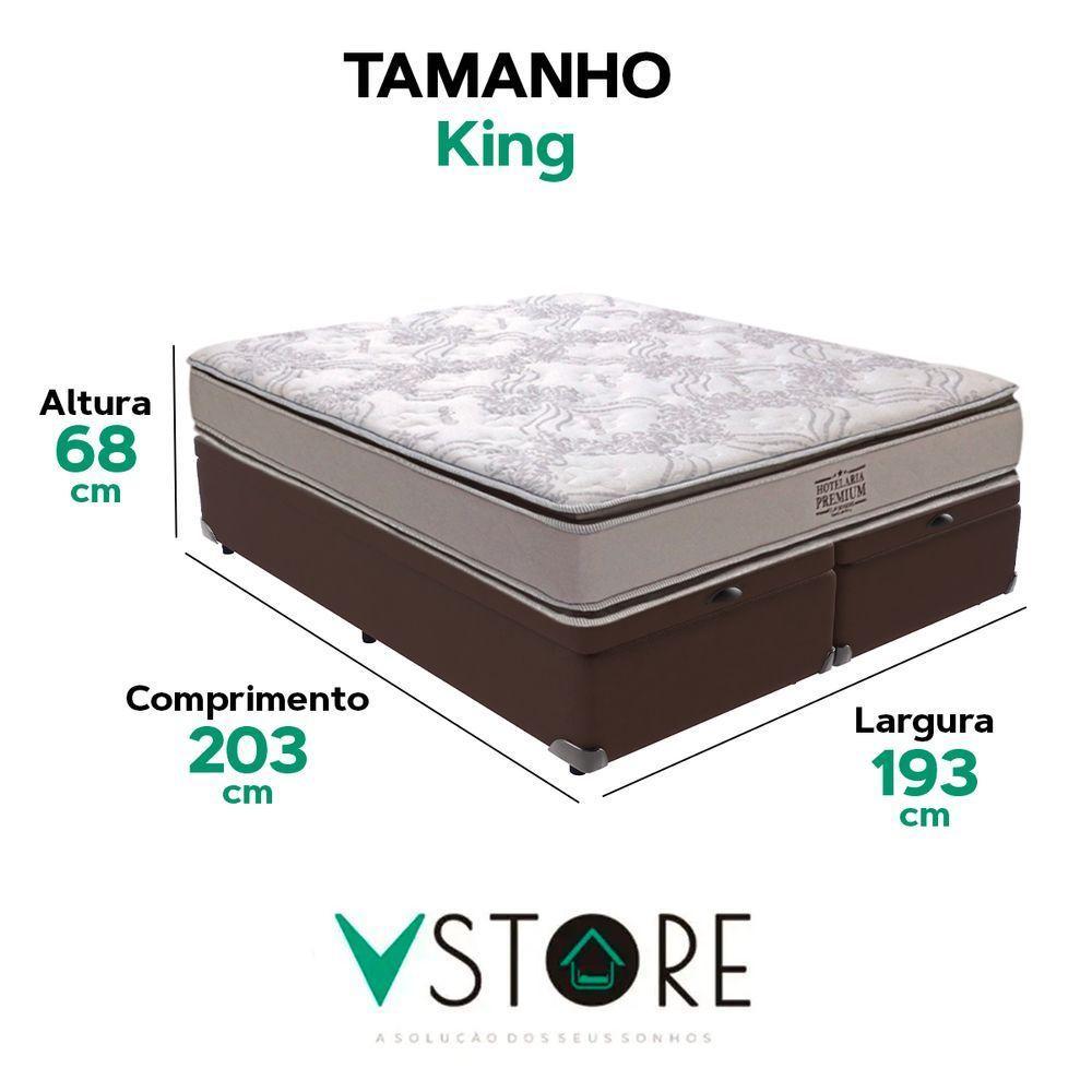 Cama Box Baú King Marrom E Colchão Four Season Molas Vstore - 3
