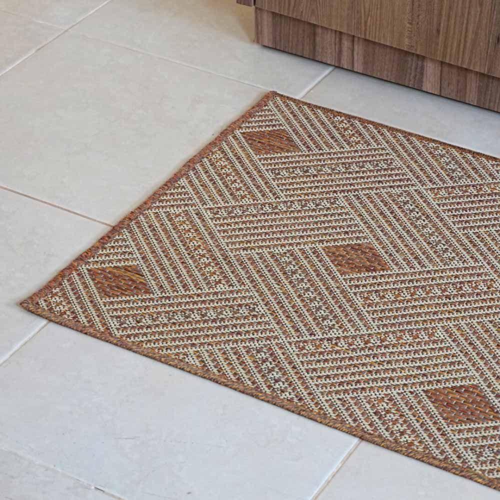 Tapete Passadeira Sisal 1,00m X 66cm Base Antiderrapante Para Corredor Cozinha Quarto Sala - Terracota - 2