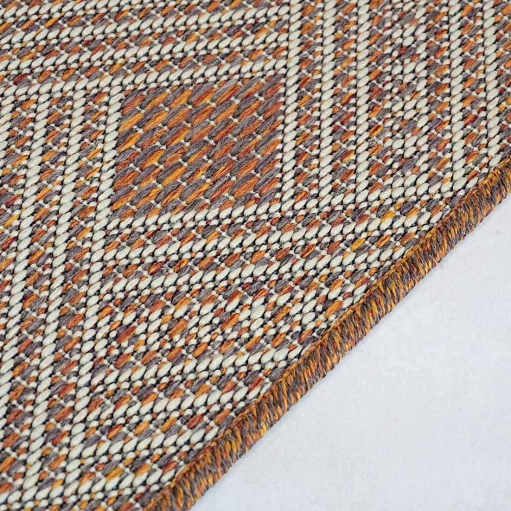 Tapete Passadeira Sisal 1,00m X 66cm Base Antiderrapante Para Corredor Cozinha Quarto Sala - Terracota - 3