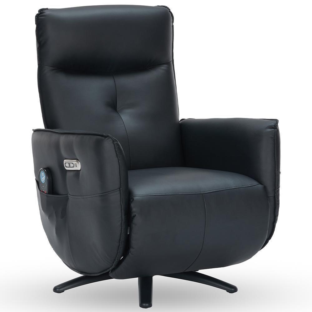 Poltrona De Massagem Reclinável Elétrica Com Aquecimento Bravinni L07 Couríssimo Preto - Lyam Decor - 1