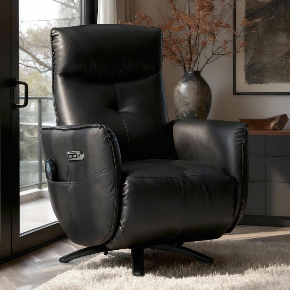 Poltrona De Massagem Reclinável Elétrica Com Aquecimento Bravinni L07 Couríssimo Preto - Lyam Decor - 2