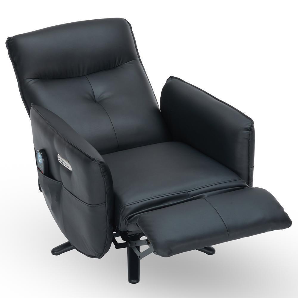 Poltrona De Massagem Reclinável Elétrica Com Aquecimento Bravinni L07 Couríssimo Preto - Lyam Decor - 6