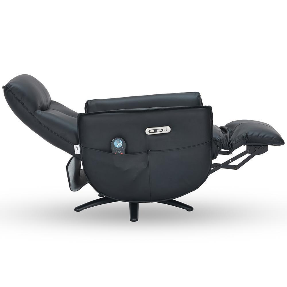 Poltrona De Massagem Reclinável Elétrica Com Aquecimento Bravinni L07 Couríssimo Preto - Lyam Decor - 7