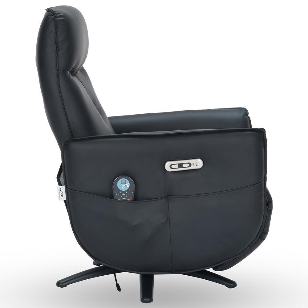 Poltrona De Massagem Reclinável Elétrica Com Aquecimento Bravinni L07 Couríssimo Preto - Lyam Decor - 8