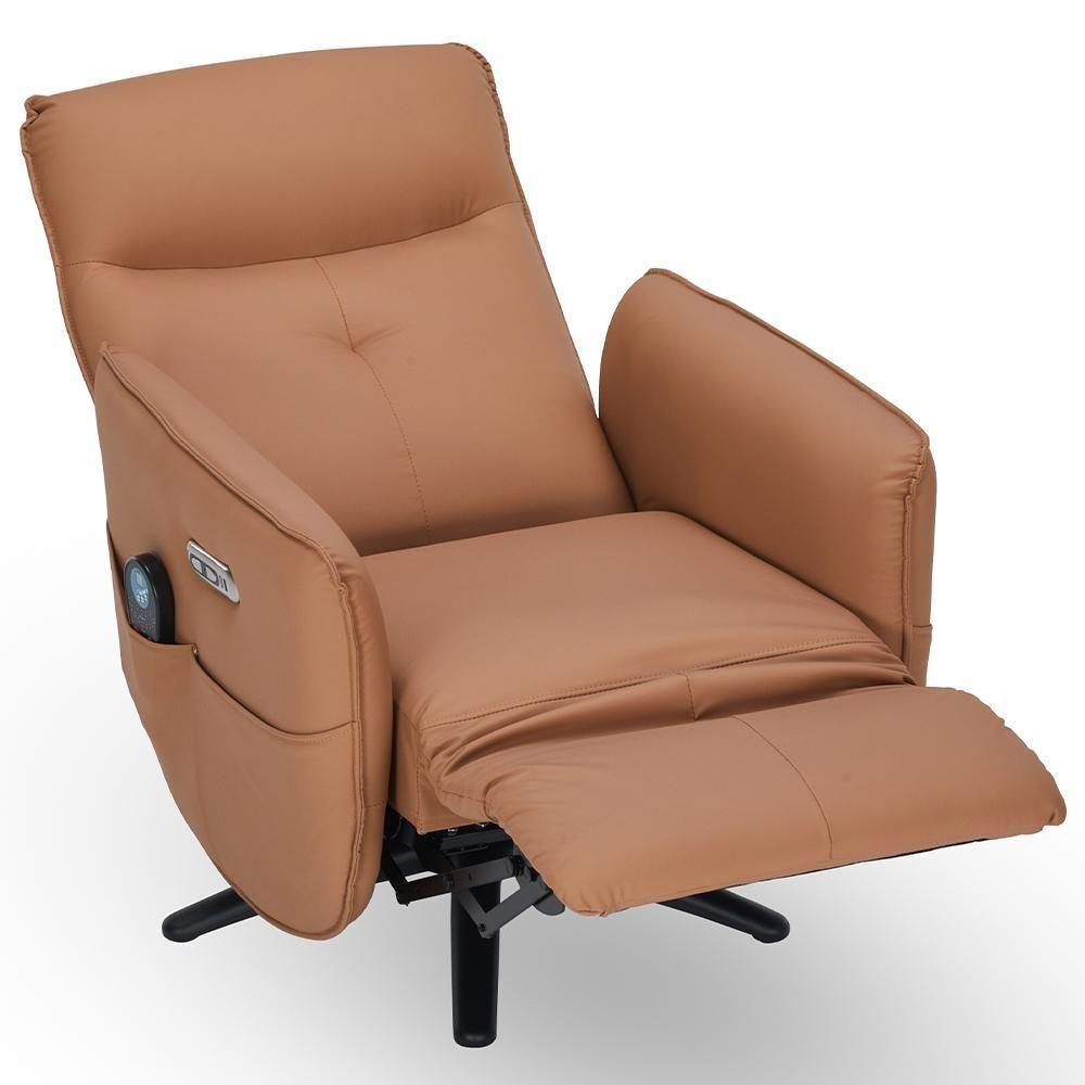 Poltrona De Massagem Reclinável Elétrica Com Aquecimento Bravinni L07 Couríssimo Caramelo - Lyam Decor - 7