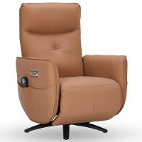 Poltrona De Massagem Reclinável Elétrica Com Aquecimento Bravinni L07 Couríssimo Caramelo - Lyam Decor - 1