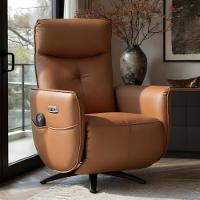 Poltrona De Massagem Reclinável Elétrica Com Aquecimento Bravinni L07 Couríssimo Caramelo - Lyam Decor - 2