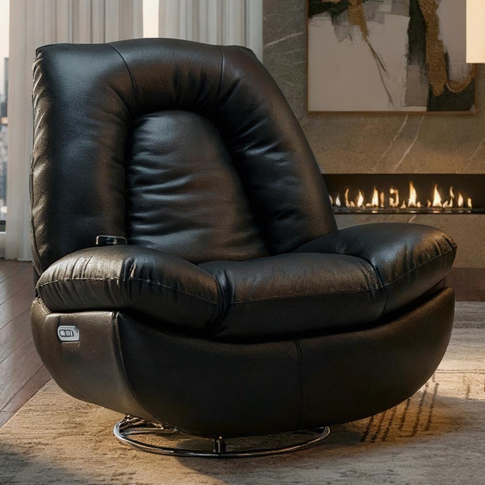 Poltrona Reclinável Elétrica Com Massagem E Aquecimento Salvana L07 Couríssimo Preto - Lyam Decor - 2