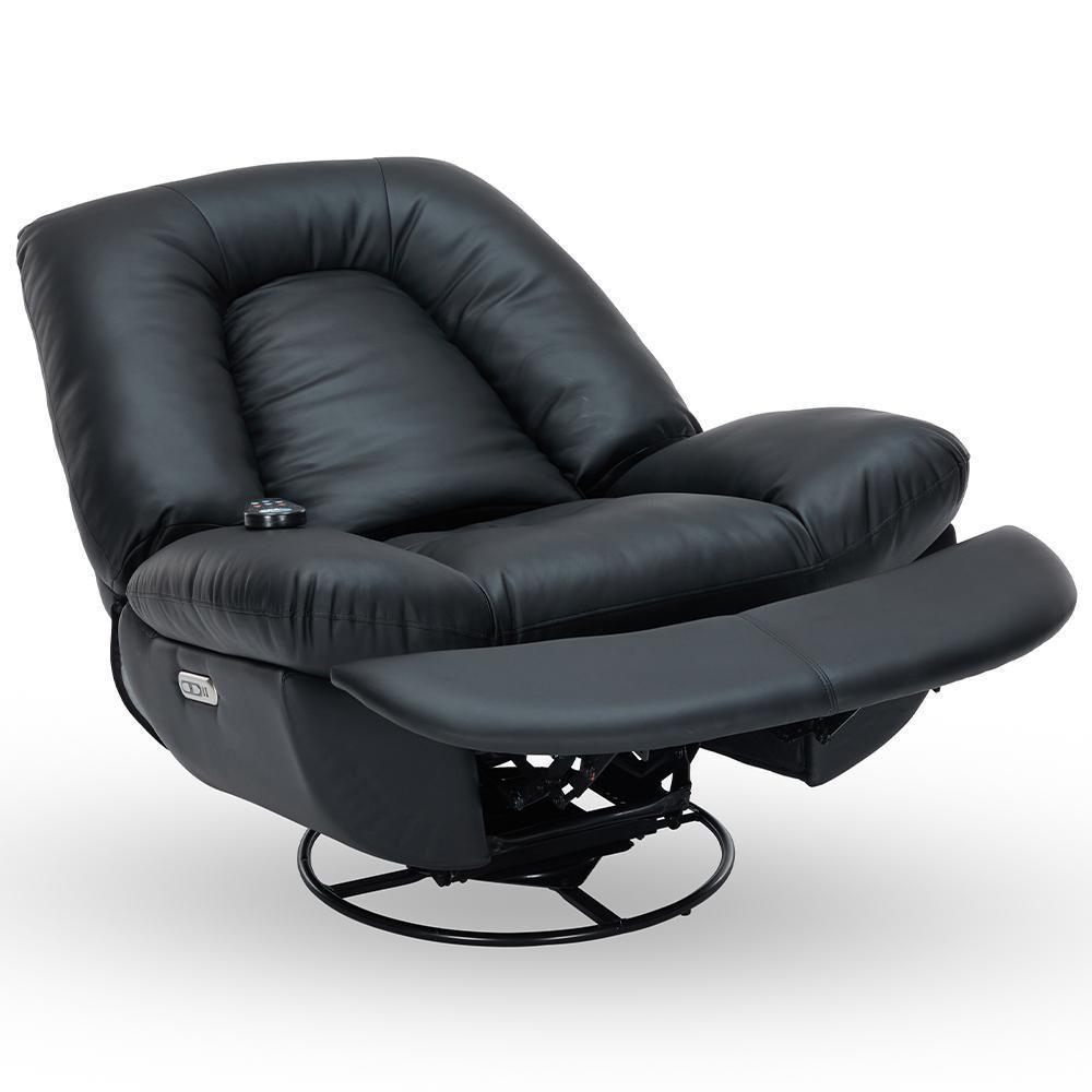 Poltrona Reclinável Elétrica Com Massagem E Aquecimento Salvana L07 Couríssimo Preto - Lyam Decor - 6