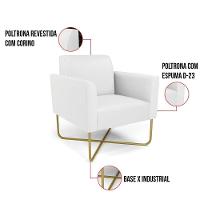 Kit 2 Poltronas Base X Industrial Dourado Marisa Corino Branco - 2