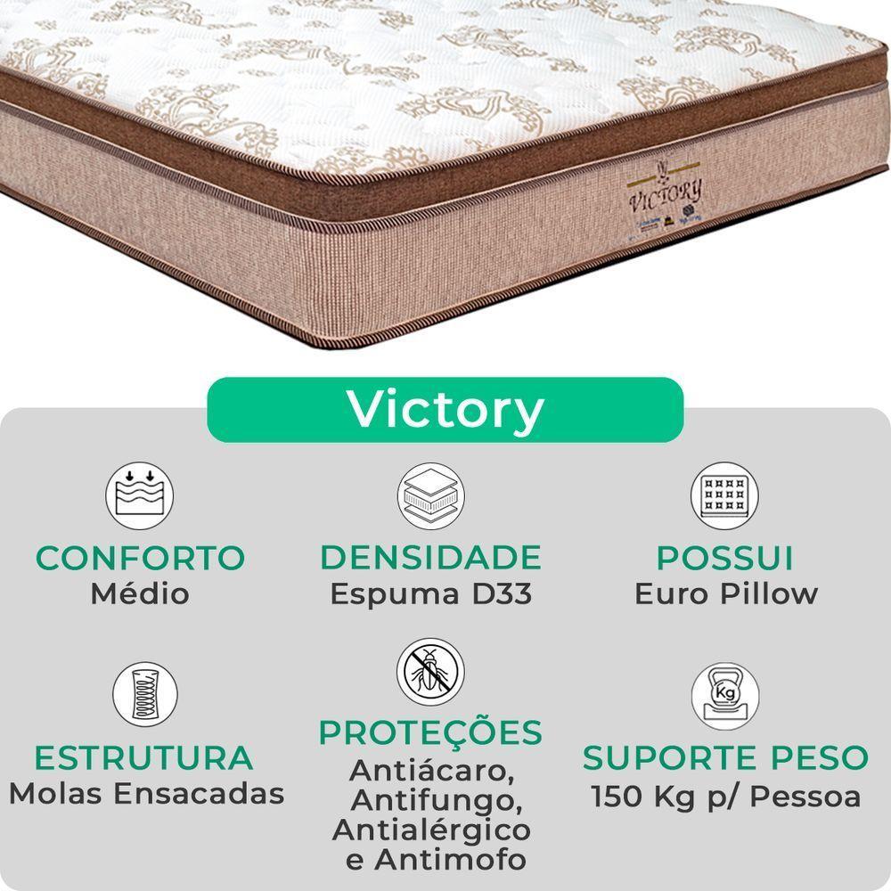 Cama Box Baú King Marrom E Colchão Victory Molas Vstore - 2