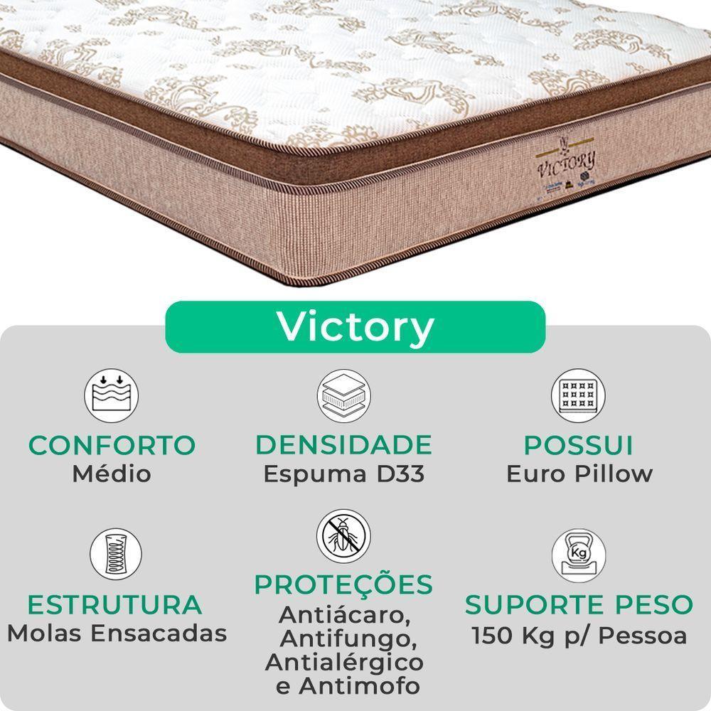 Cama Box Baú Queen Marrom E Colchão Victory Molas Vstore - 2
