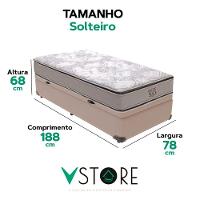Cama Box Baú Bege Colchão Four Season Molas Vstore 78x188x30 - 3