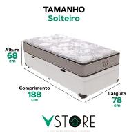 Cama Box Baú Branco Colchão Four Season Molas Vstore 78x188 - 3