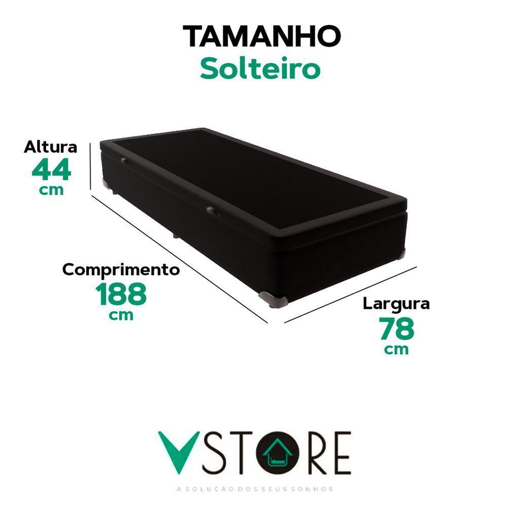 Cama Box Baú Solteiro Preto V-store 78x188x44 - 2