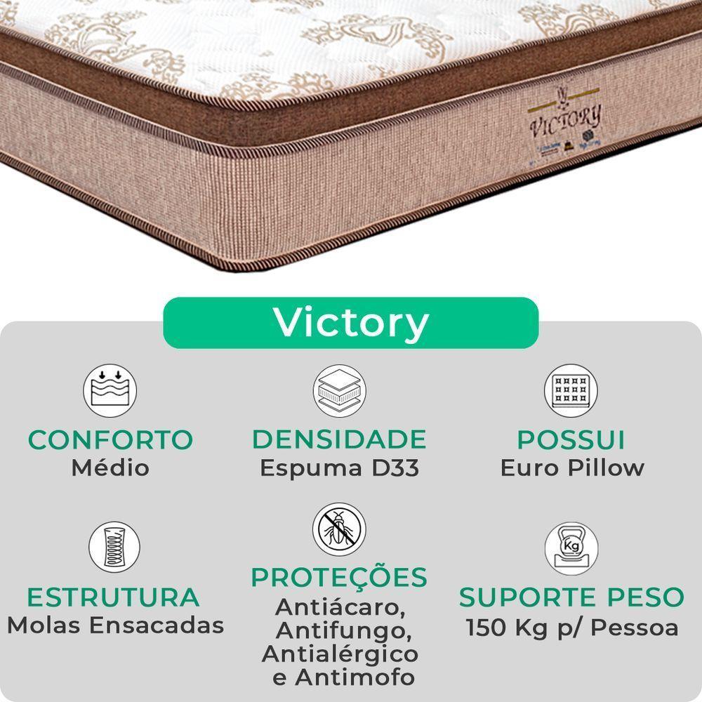 Cama Box Baú Bege E Colchão Victory Molas Vstore 78x188x30 - 2
