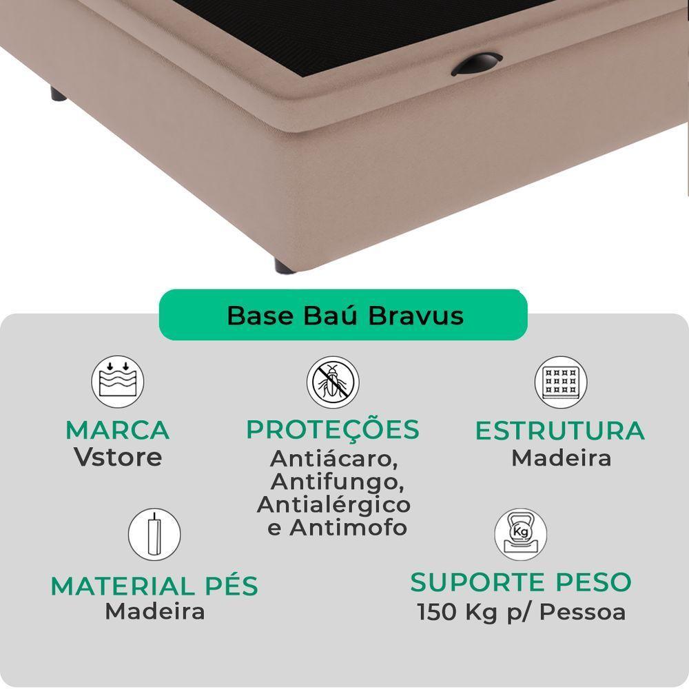 Cama Box Baú Viúvo Bravus 128x188x44 Bege - 2