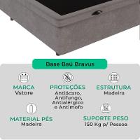 Cama Box Baú Solteiro Cinza V-store 78x188x44 - 2