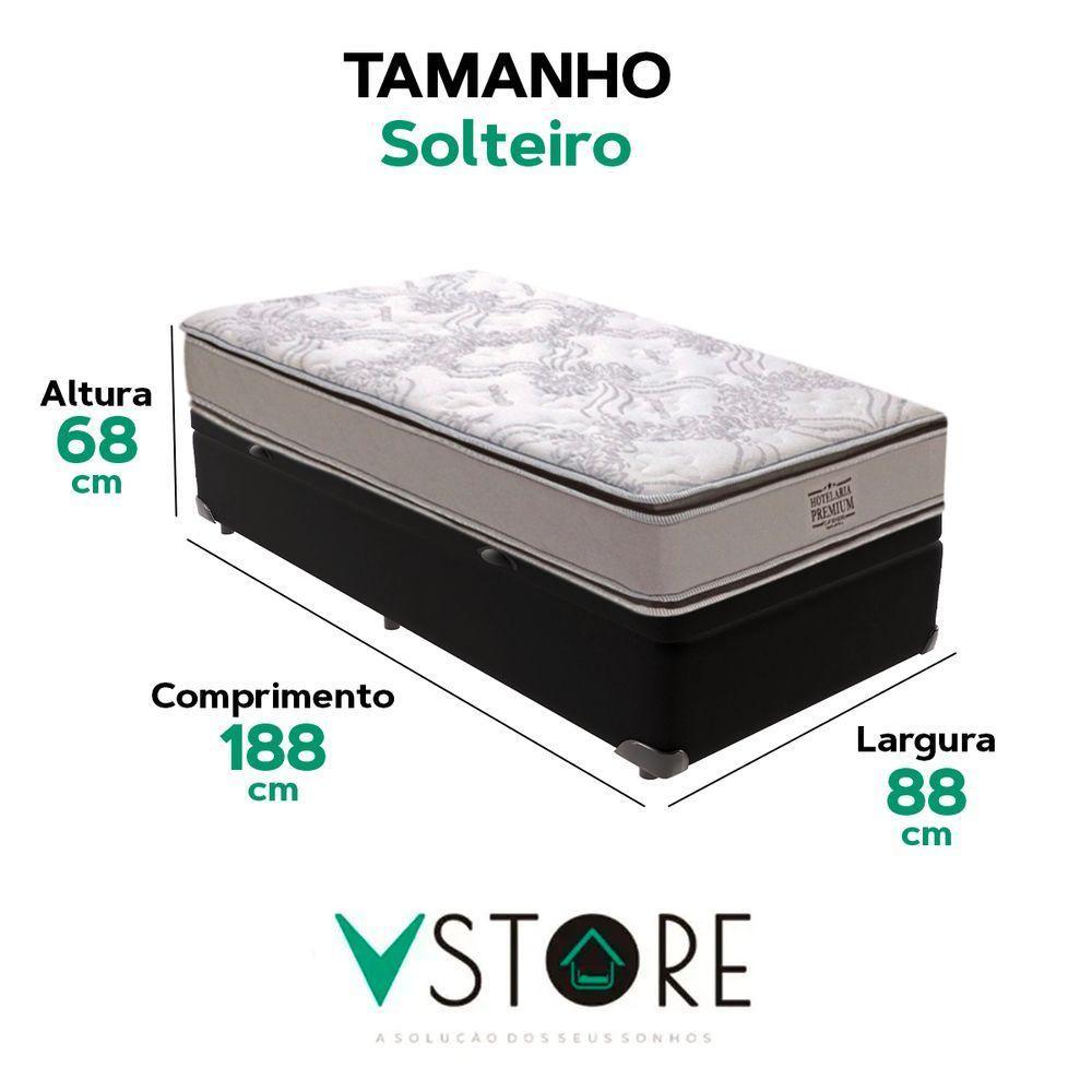 Cama Box Baú Solteiro Preto Colchão Four Season Molas Vstore - 3