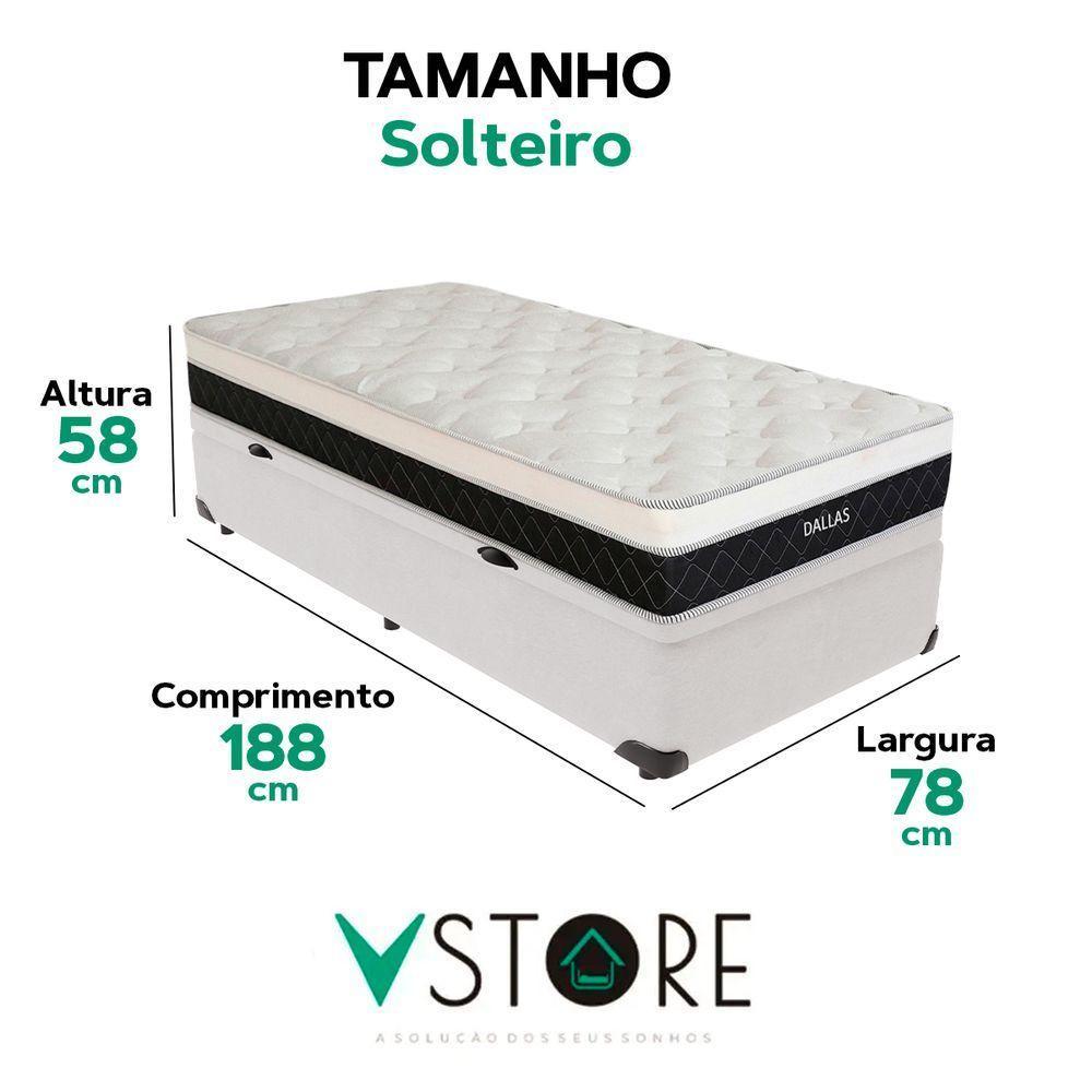 Cama Box Baú Branco E Colchão Dallas Molas Vstore 78x188x20 - 3