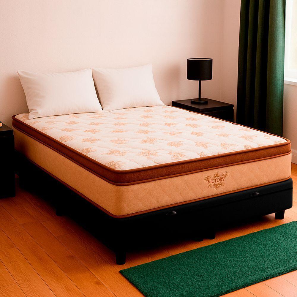 Cama Box Baú Casal Preto E Colchão Victory Molas Vstore - 1