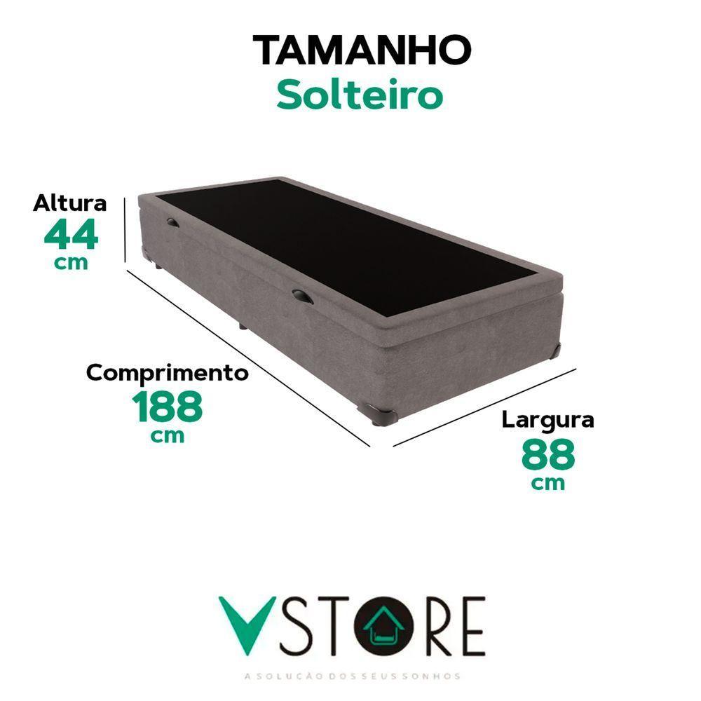 Cama Box Baú Solteiro Bravus 88x188x44 Cinza - 3