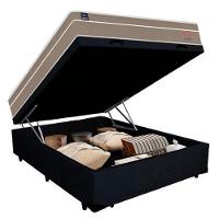 Cama Box Baú Casal Suede + Colchão Lis Molas Ensacadas Plumatex 138x188x64cm preto - 7