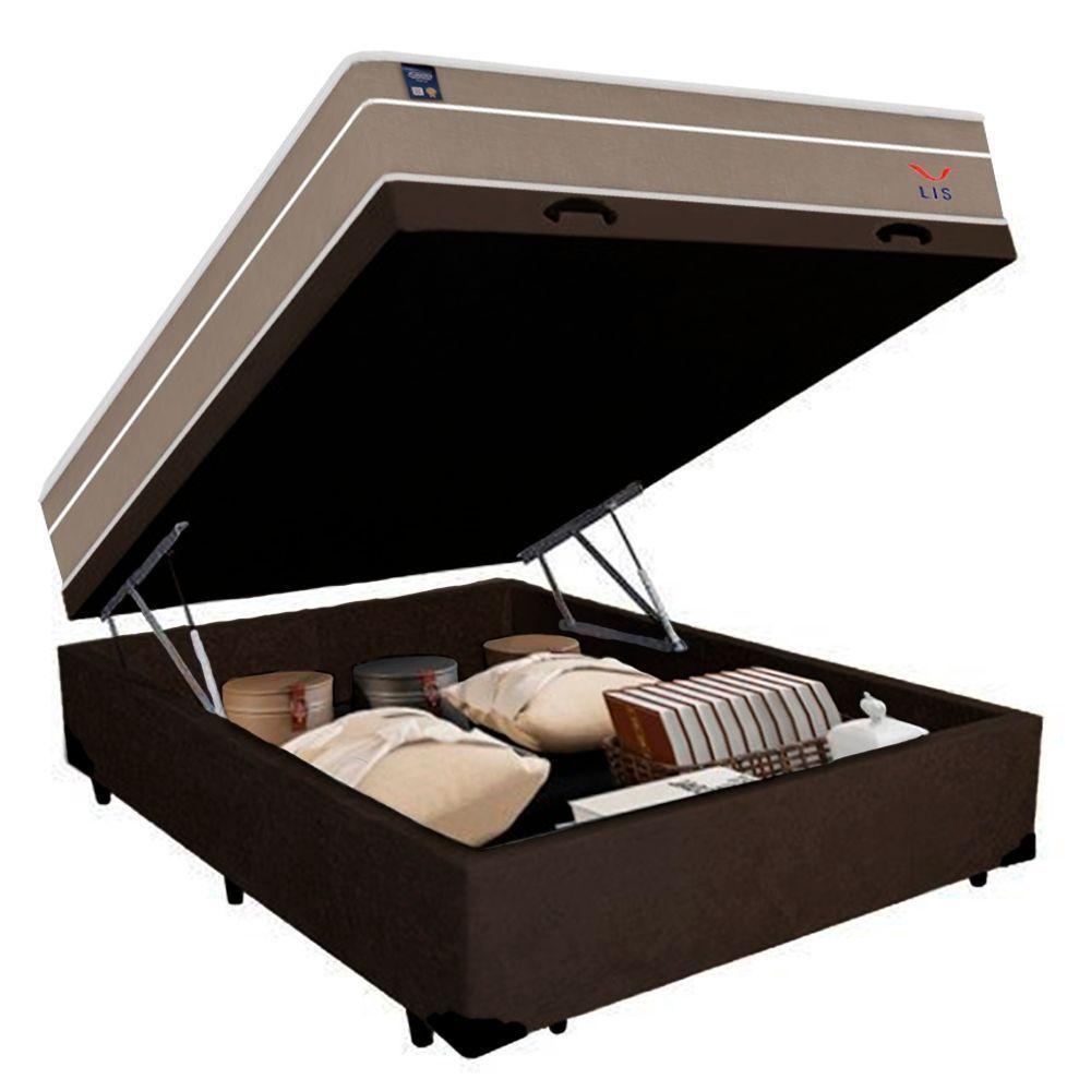 Cama Box Baú Casal Suede + Colchão Lis Molas Ensacadas Superpocket Plumatex 138x188x64cm marrom - 3