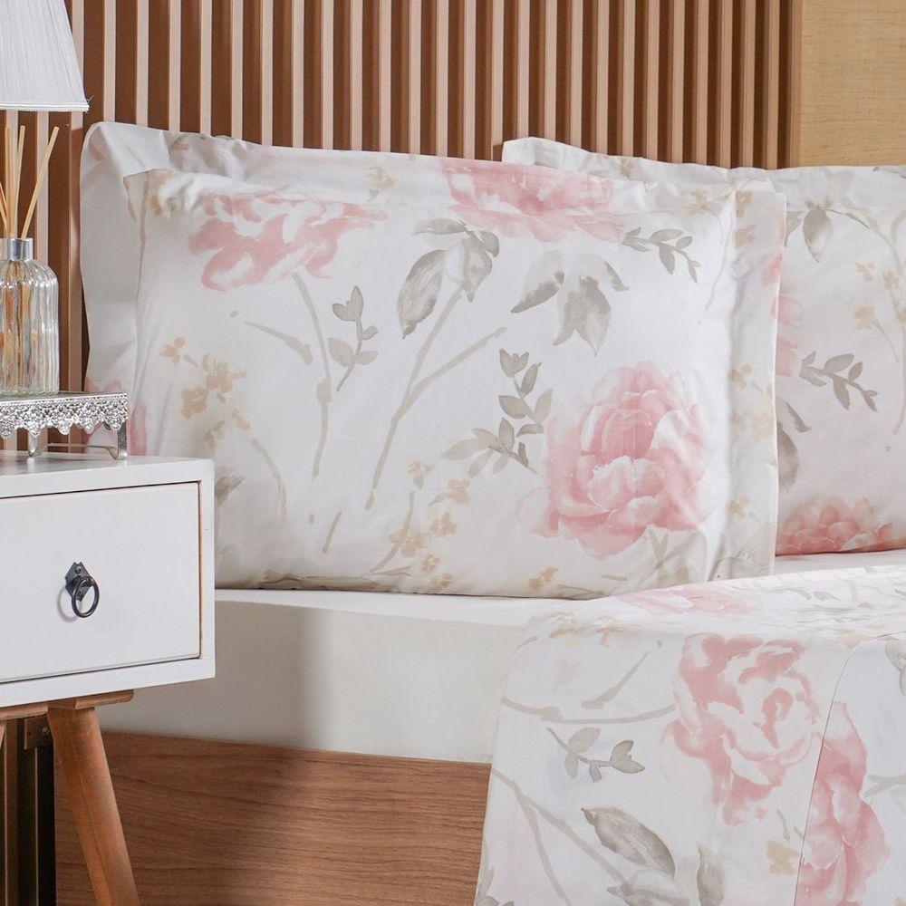 Jogo De Cama Queen 4 Pçs 200 Fios 100% Algodão 160x200x35cm Aquarelle - 3