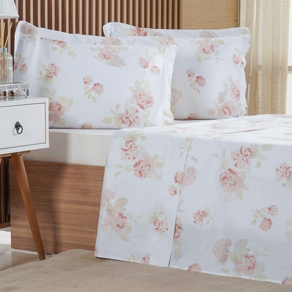 Jogo De Cama Queen 4 Pçs 200 Fios 100% Algodão 160x200x35cm Classique - 1