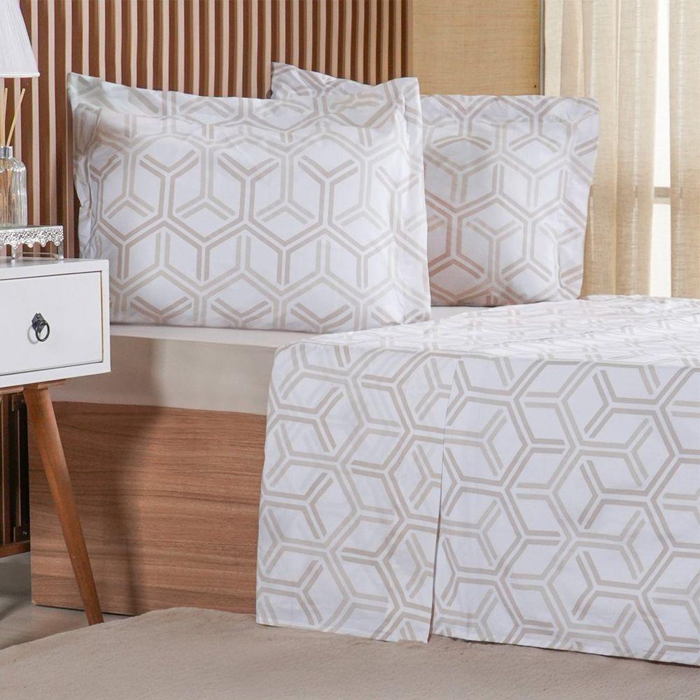 Jogo De Cama Queen 4 Pçs 200 Fios 100% Algodão 160x200x35cm Rayon - 1