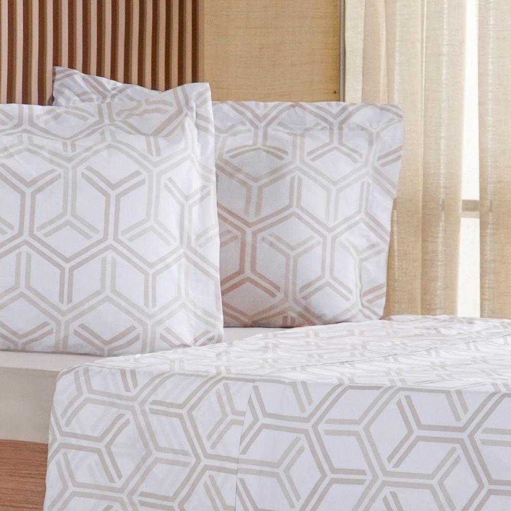 Jogo De Cama Queen 4 Pçs 200 Fios 100% Algodão 160x200x35cm Rayon - 3