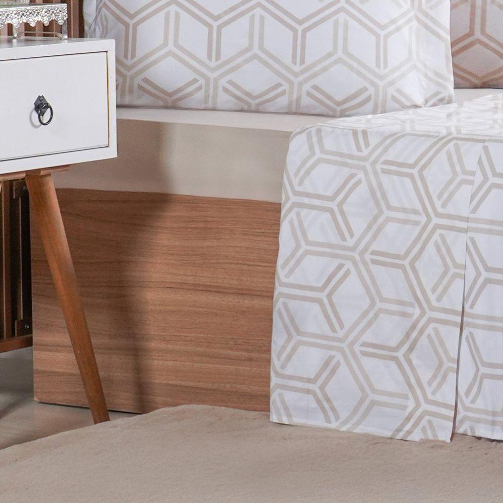 Jogo De Cama Queen 4 Pçs 200 Fios 100% Algodão 160x200x35cm Rayon - 4