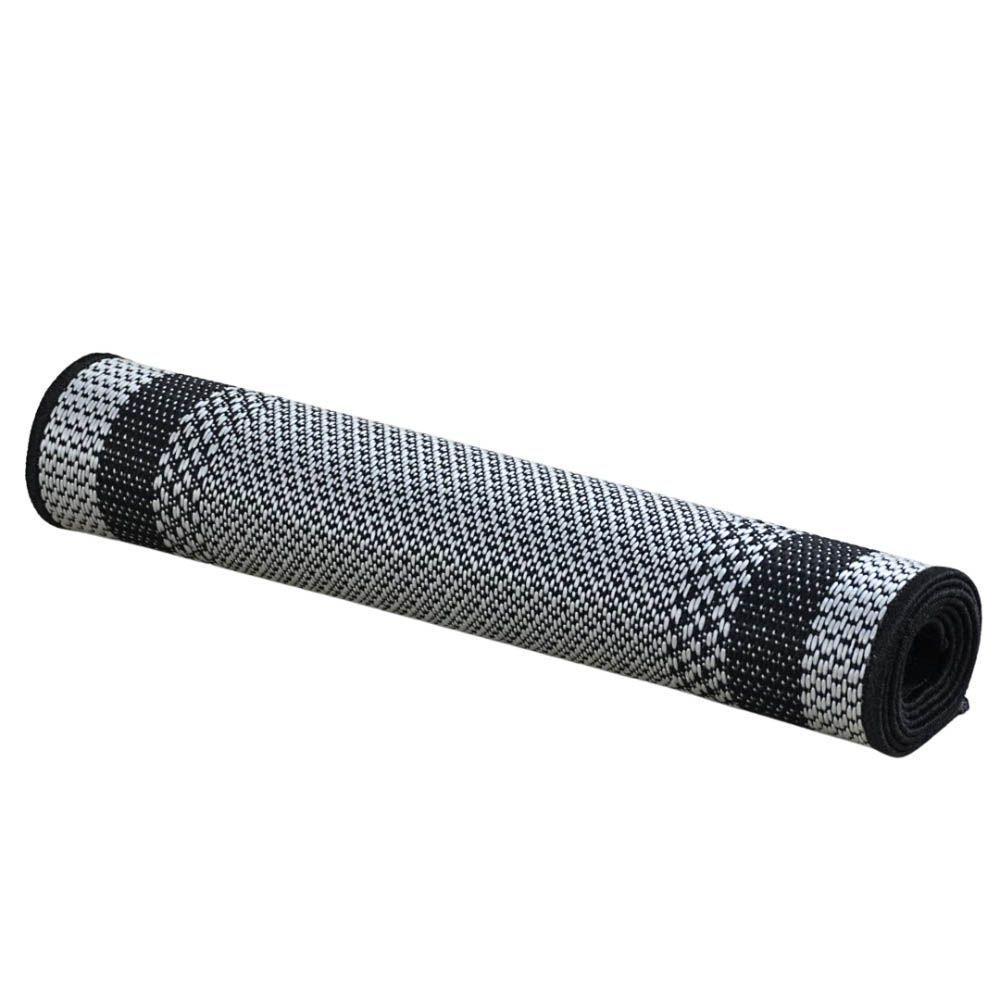 Tapete Passadeira Sisal 2,00m X 66cm Base Antiderrapante Para Corredor Cozinha Quarto Sala - Preto Cinza - 1