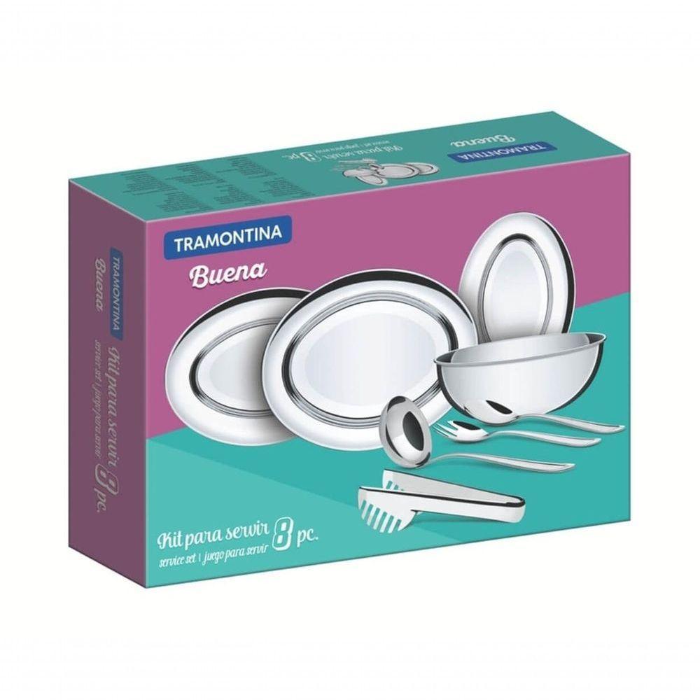 Jogo Para Servir Tramontina Buena Em Aço Inox 8 Peças - 1