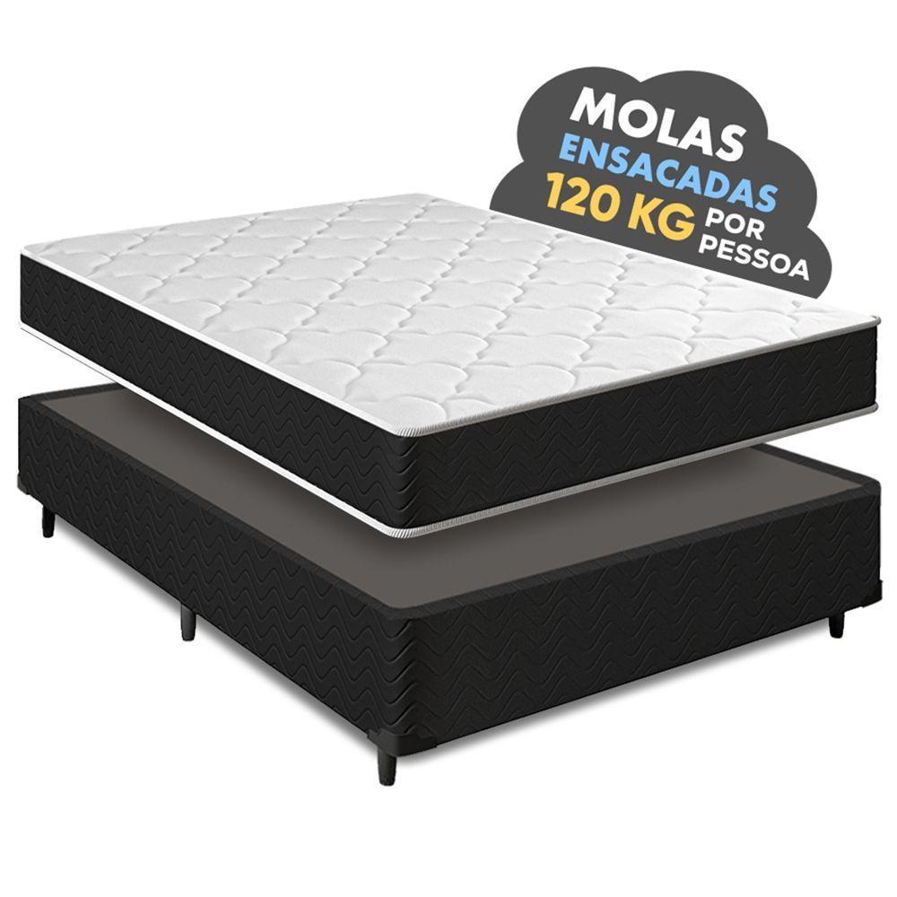 Cama Box Casal + Colchão Molas Ensacadas Pergola Europillow 138x188x63cm - 1