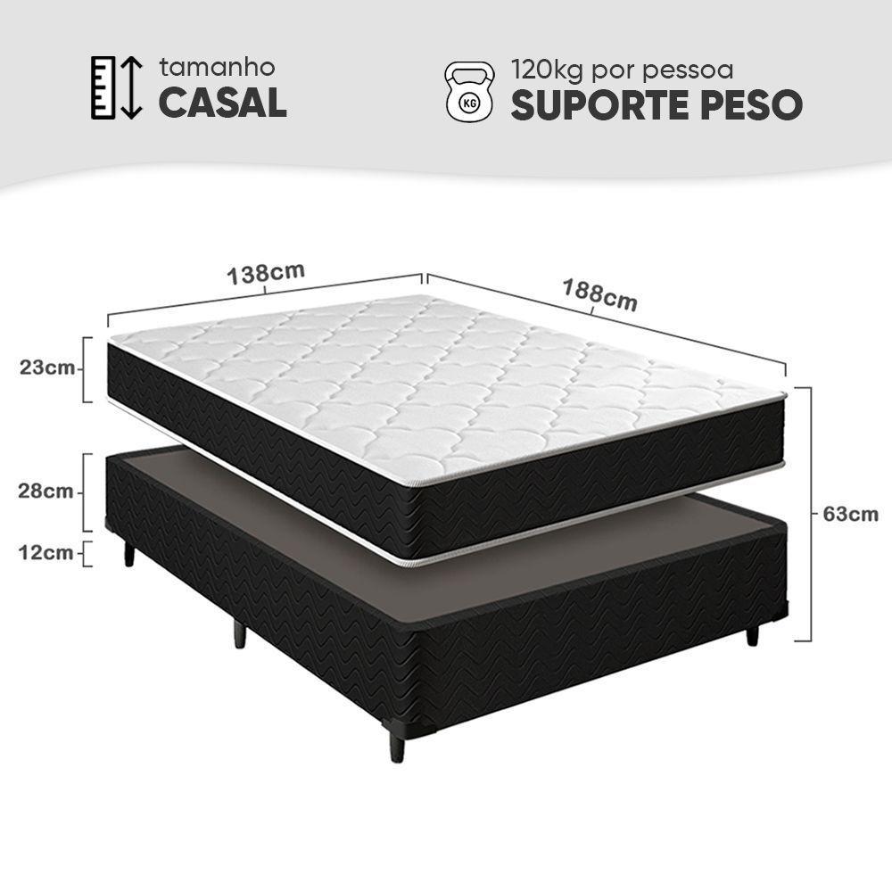 Cama Box Casal + Colchão Molas Ensacadas Pergola Europillow 138x188x63cm - 2