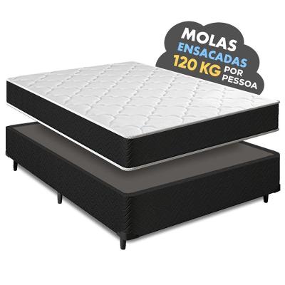 Cama Box Casal + Colchão Molas Ensacadas Pergola Europillow 138x188x63cm