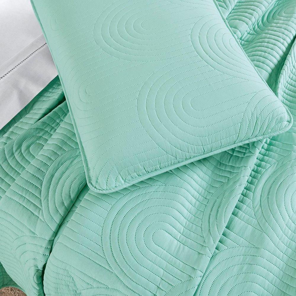 Cobre Leito Casal Padrão Dupla Face Riviera Micropercal 200 Fios Verde - 3 Peças - 2