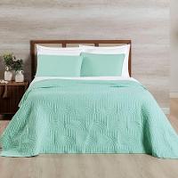 Cobre Leito Casal Padrão Dupla Face Riviera Micropercal 200 Fios Verde - 3 Peças - 4