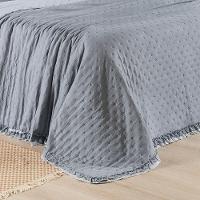 Cobre Leito King Micropercal 200 Fios Com Babado Malvinni Cinza - 3 Peças - 3