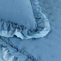 Cobre Leito King Micropercal 200 Fios Com Babado Malvinni Azul - 3 Peças - 3